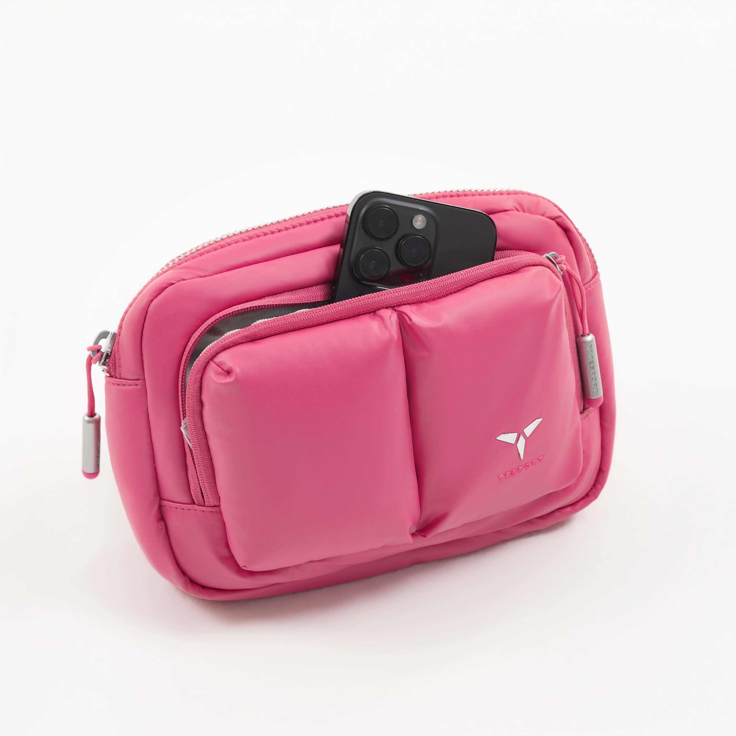 Tesport Cloud Crossbody Belt Bag in Pink phone holder