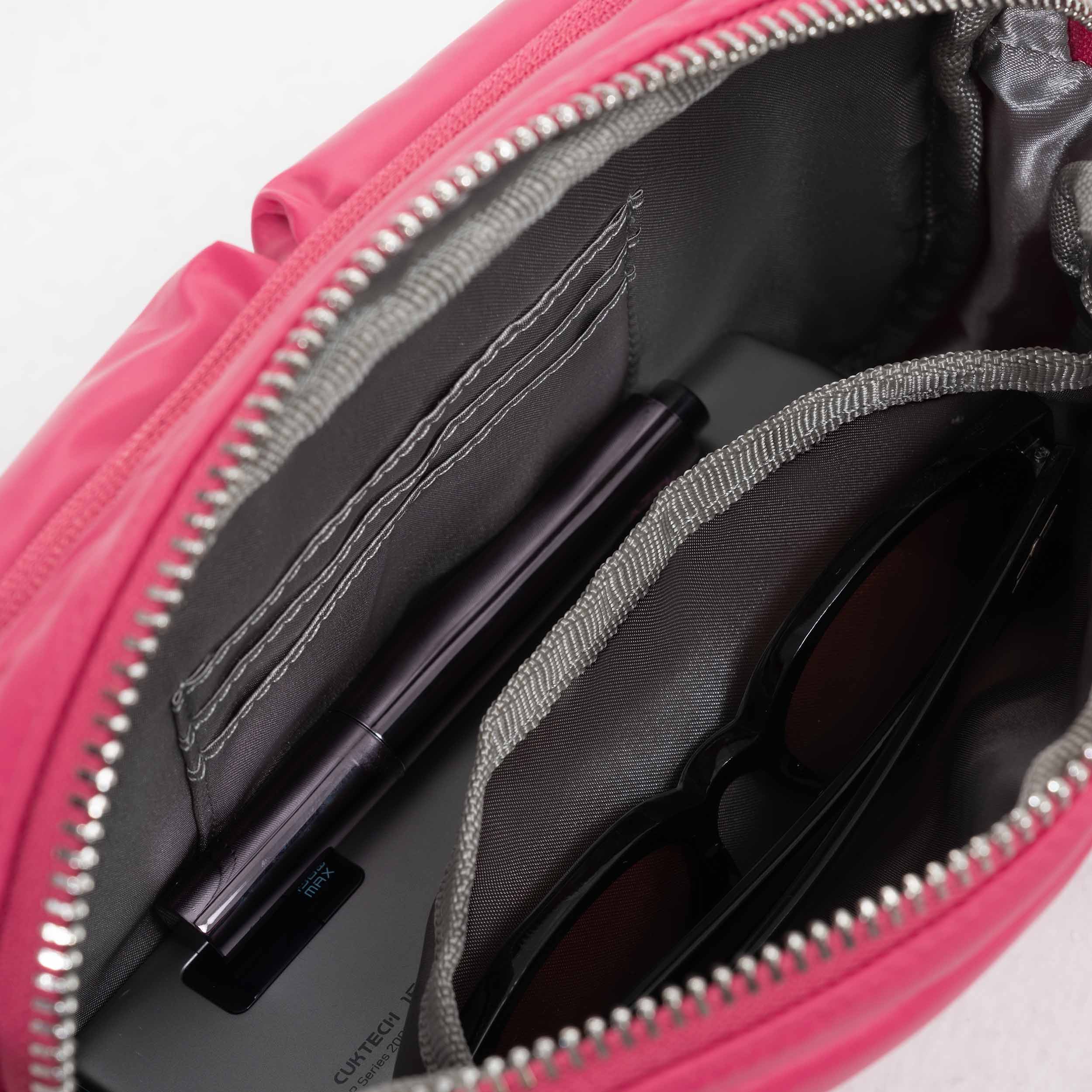 Tesport Cloud Crossbody Belt Bag in Pink interior storage