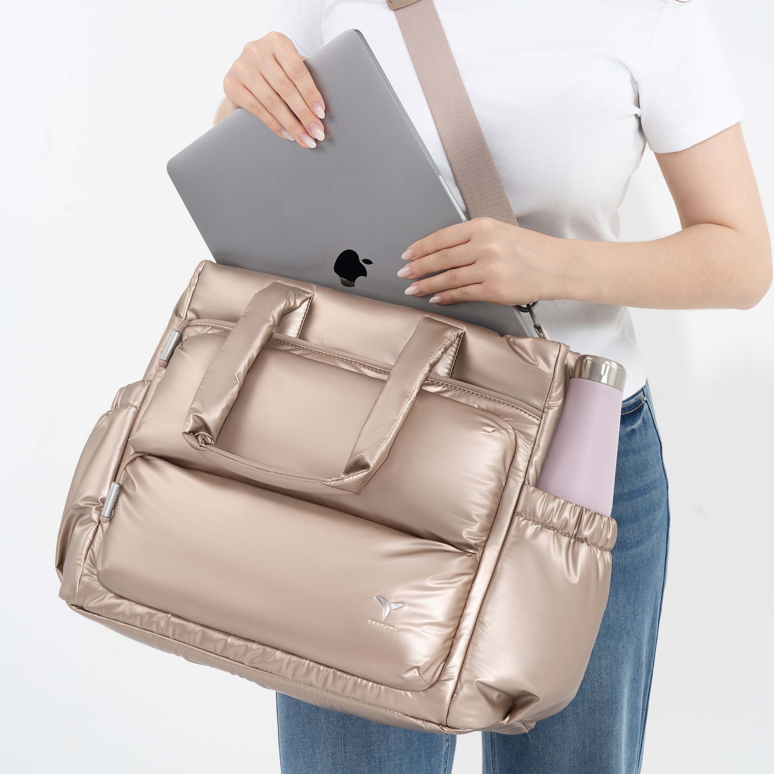 Tesport Cloud Tote in Champagne laptop storage