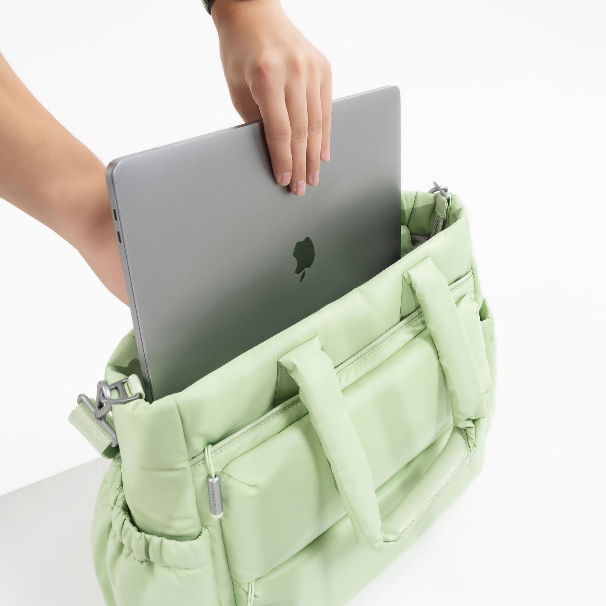 Tesport Cloud Tote in Apple Green laptop storage