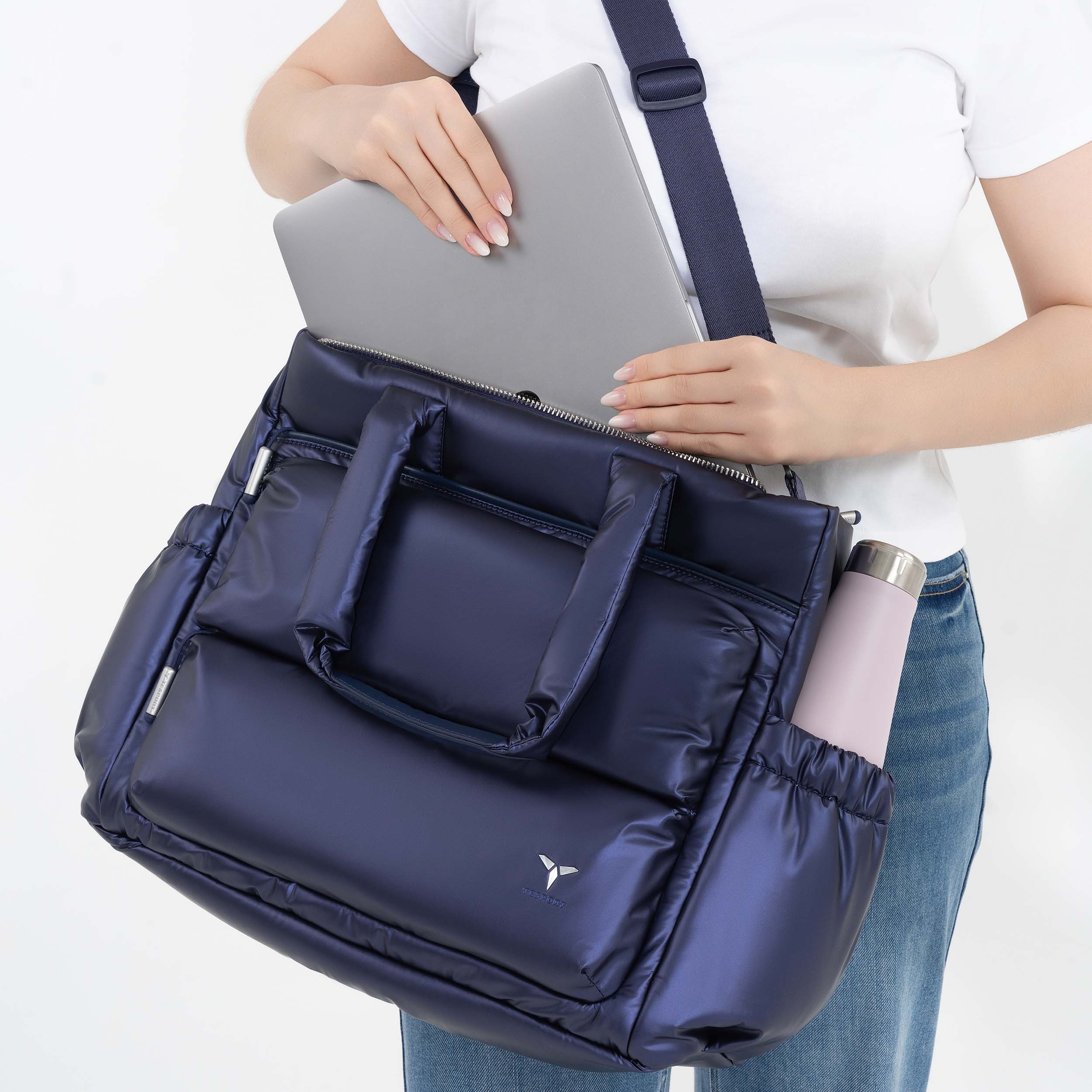 Tesport Cloud Tote in Navy laptop storage