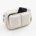Tesport Cloud Crossbody Belt Bag in White phone storage