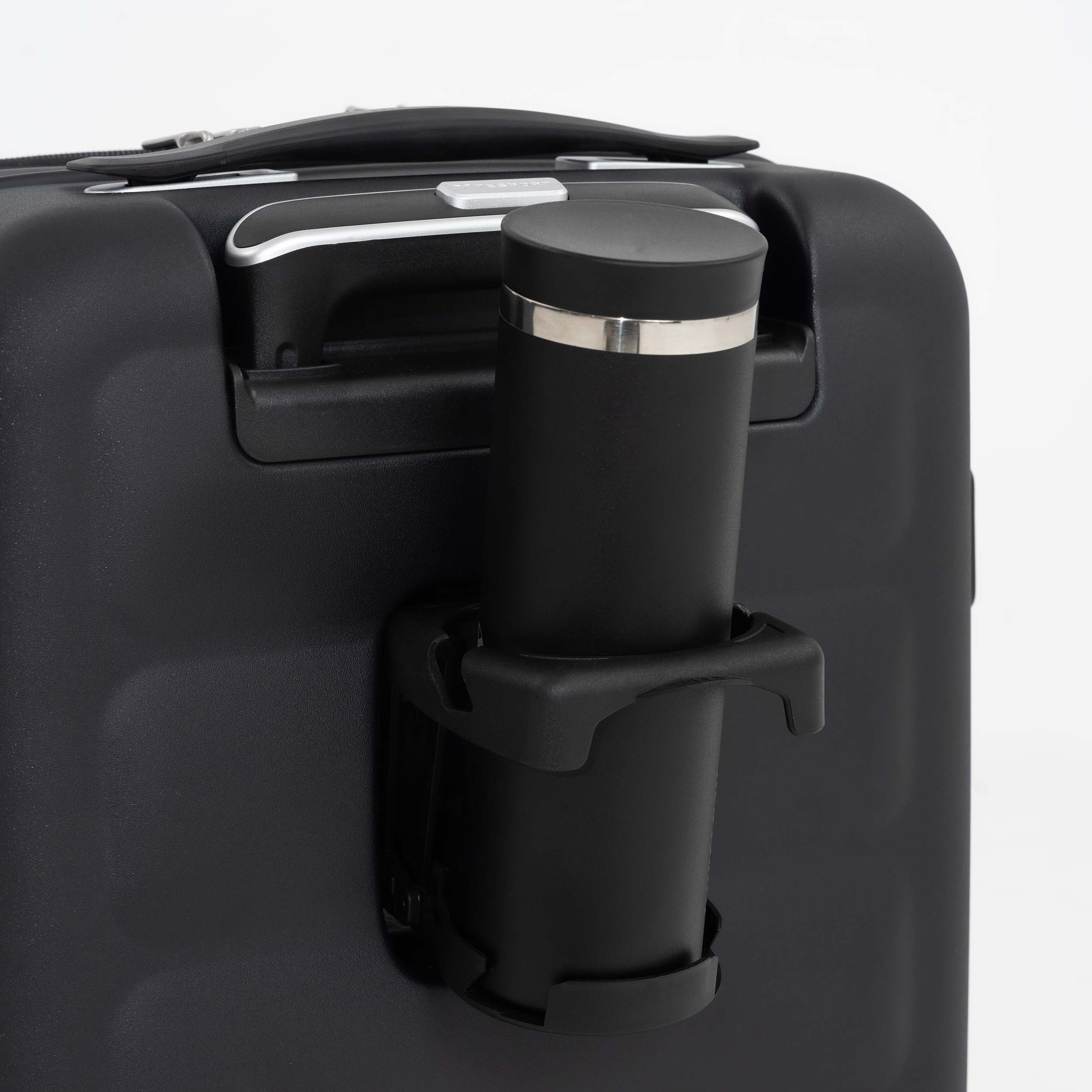Tesport Cloud Flex Carry-On Luggage in Black cup holder view