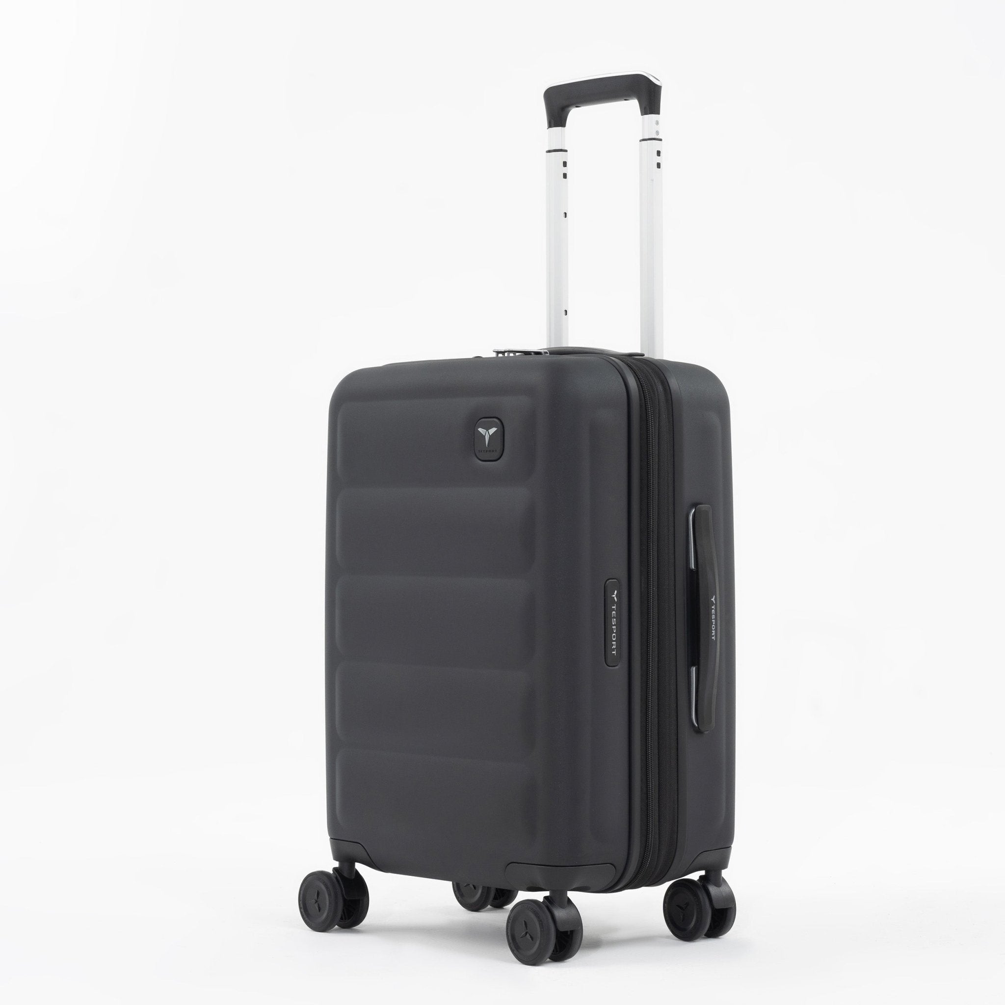 Tesport Cloud Flex Carry-On Luggage in Black angled view