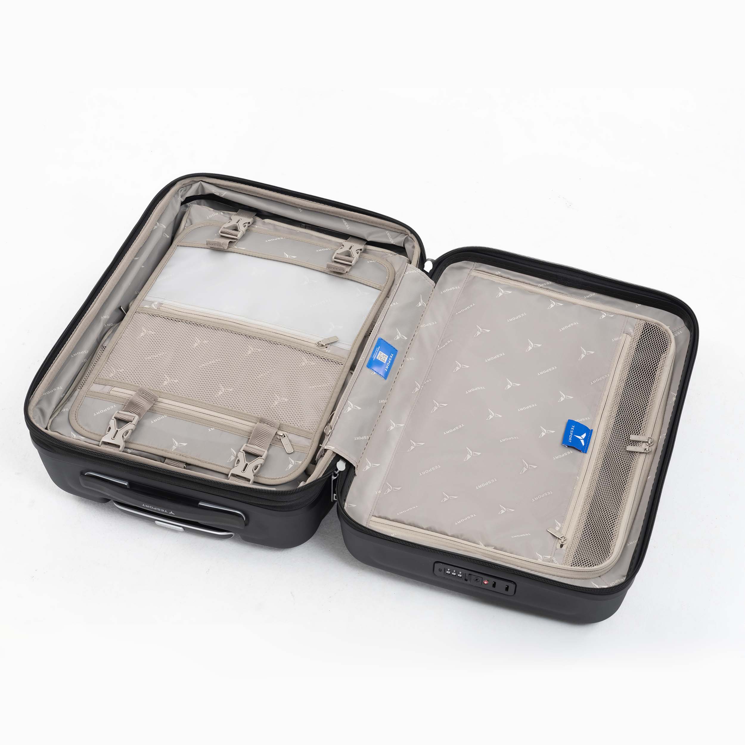 Tesport Cloud Flex Carry-On Luggage in Black interior shot