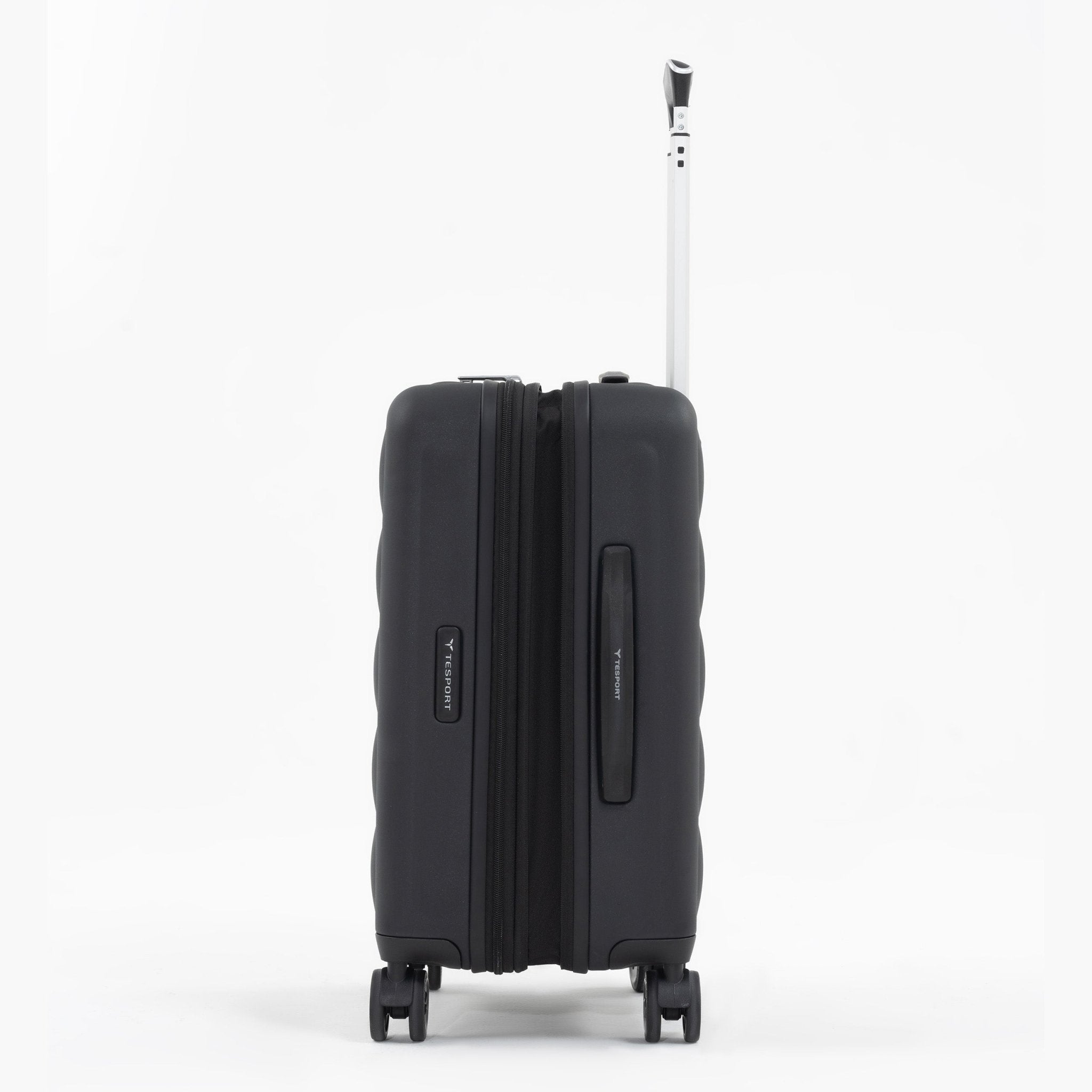 Tesport Cloud Flex Carry-On Luggage in Black side flex shot