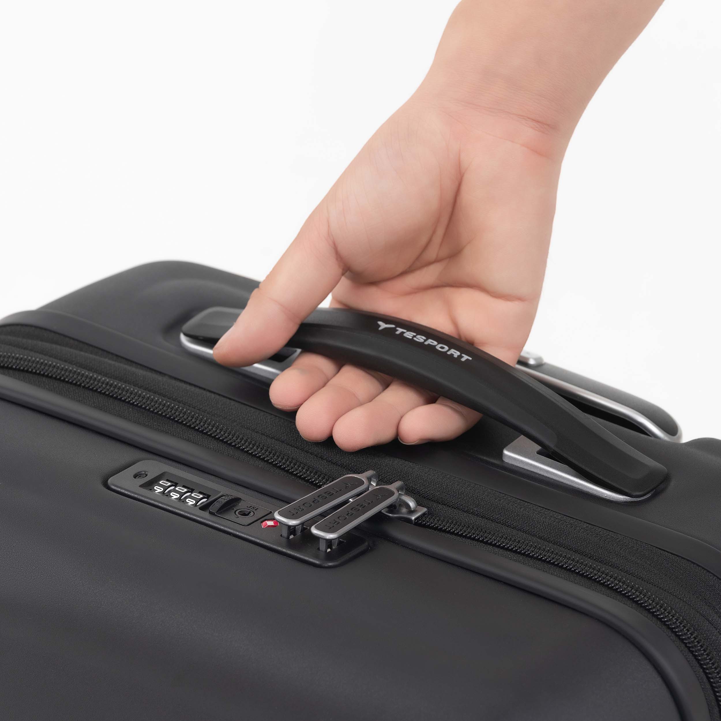 Tesport Cloud Flex Carry-On Luggage in Black comfort handle