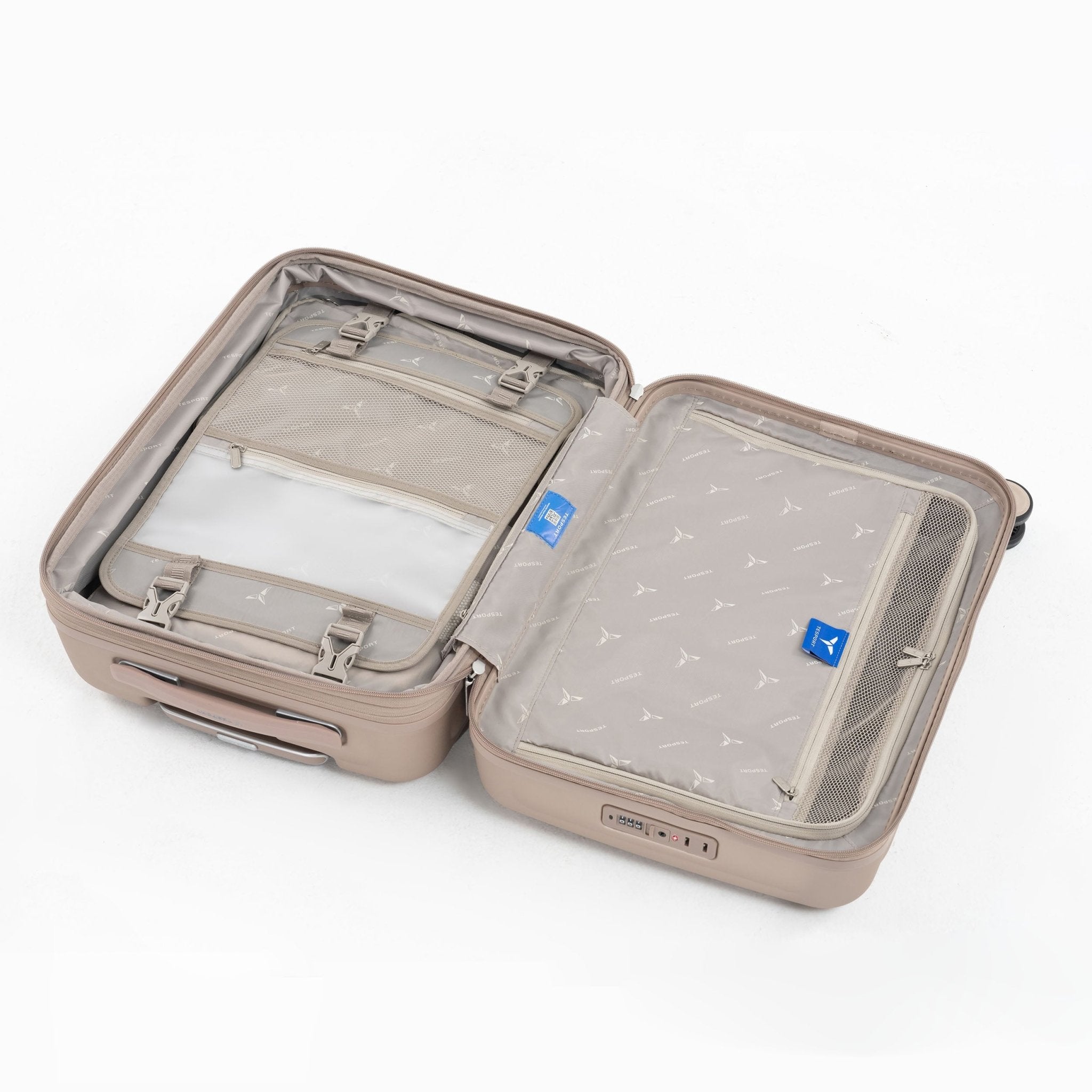 Tesport Cloud Flex Carry-On in Champagne interior view