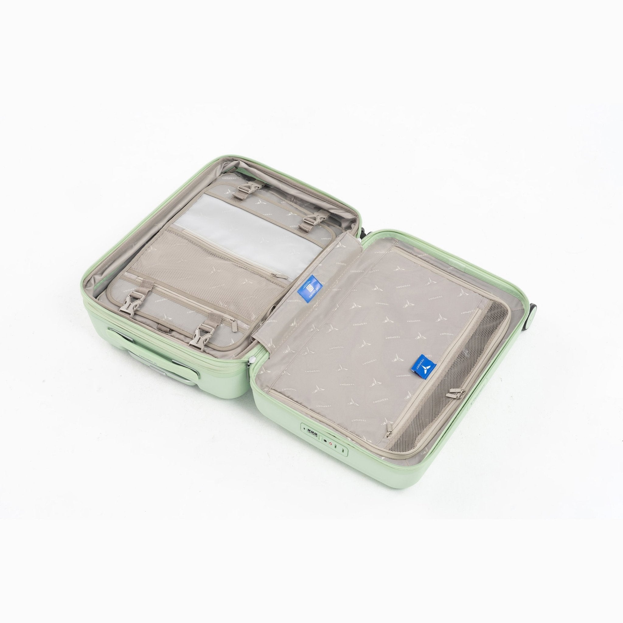 Tesport Cloud Flex Carry-On in Apple Green interior view
