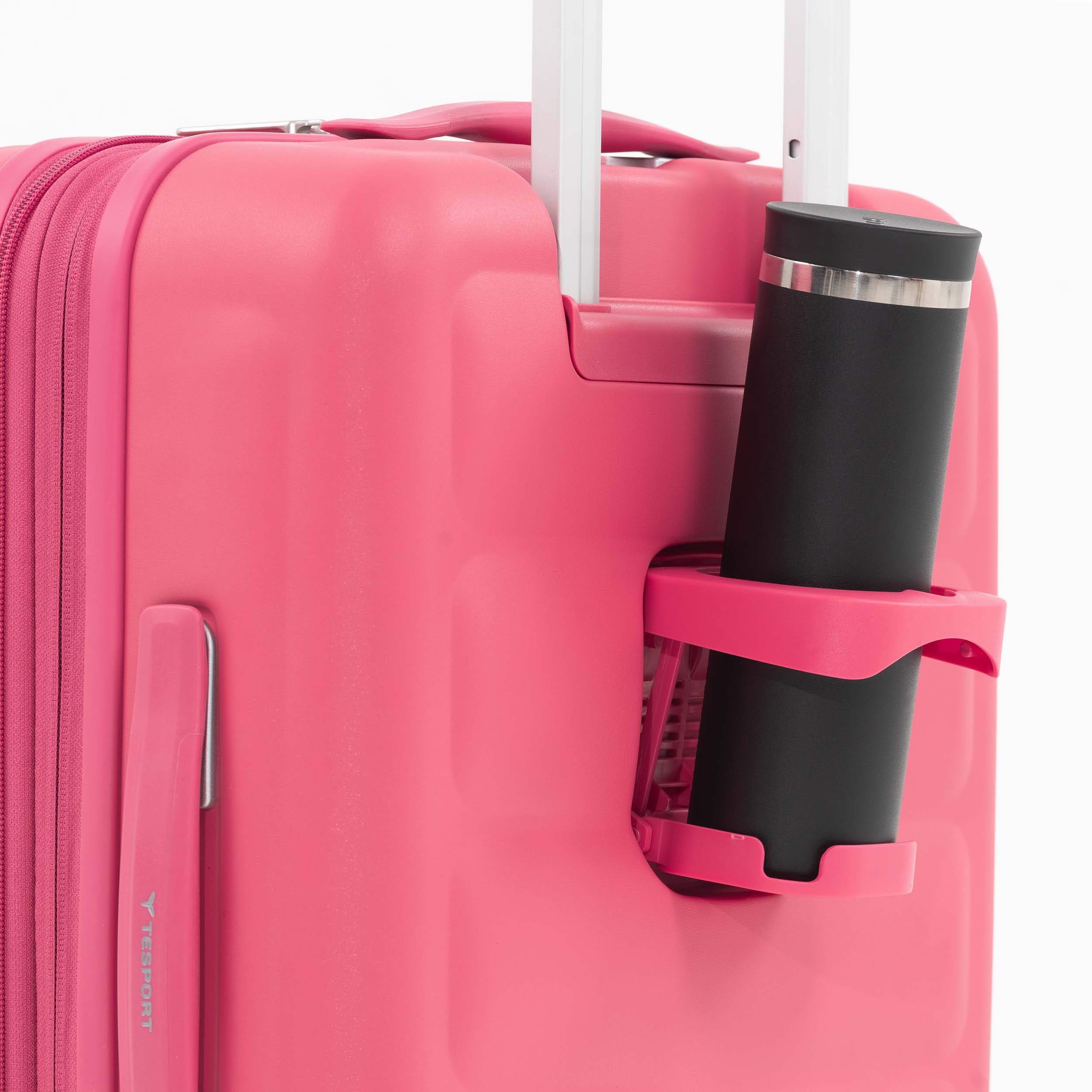Tesport Cloud Flex Carry-On Luggage in Pink with cup holder