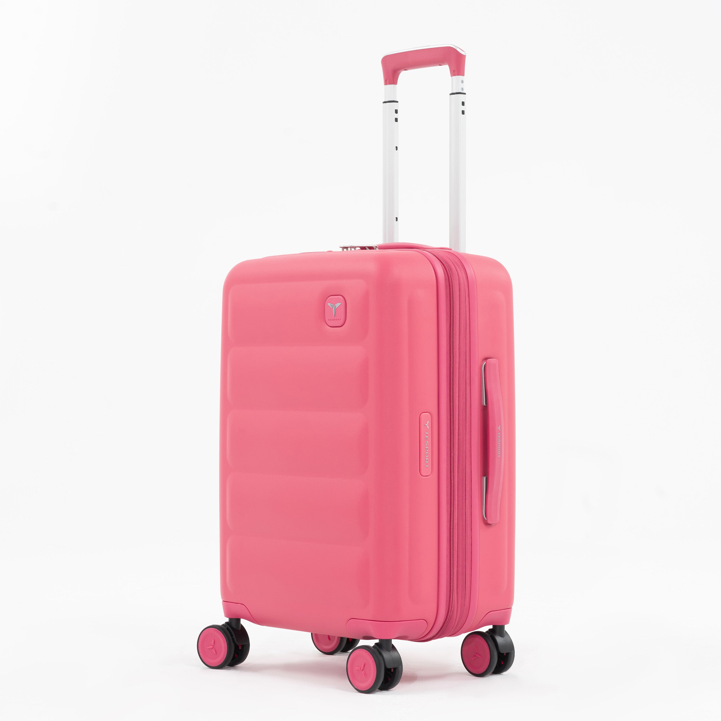 Tesport Cloud Flex Carry-On Luggage in Pink angled shot