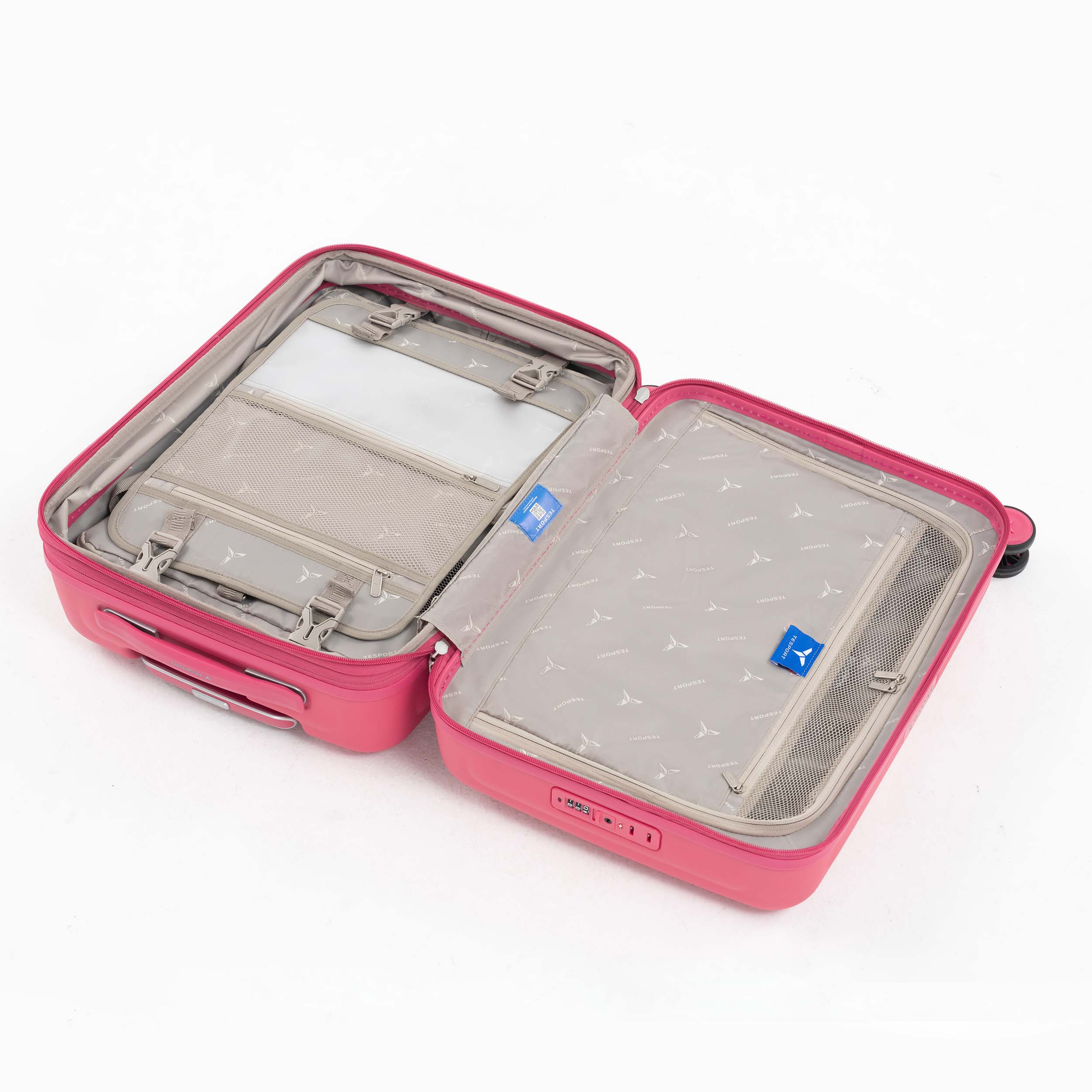 Tesport Cloud Flex Carry-On Luggage in Pink interior shot