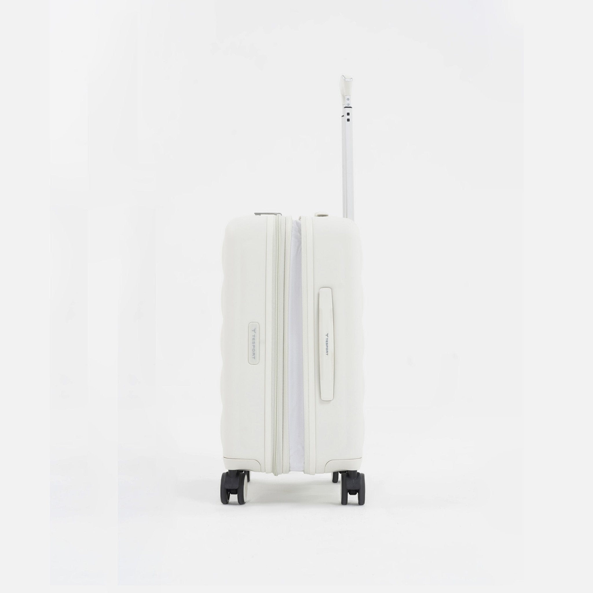 Tesport Cloud Flex Carry-On Luggage in White side flex shot