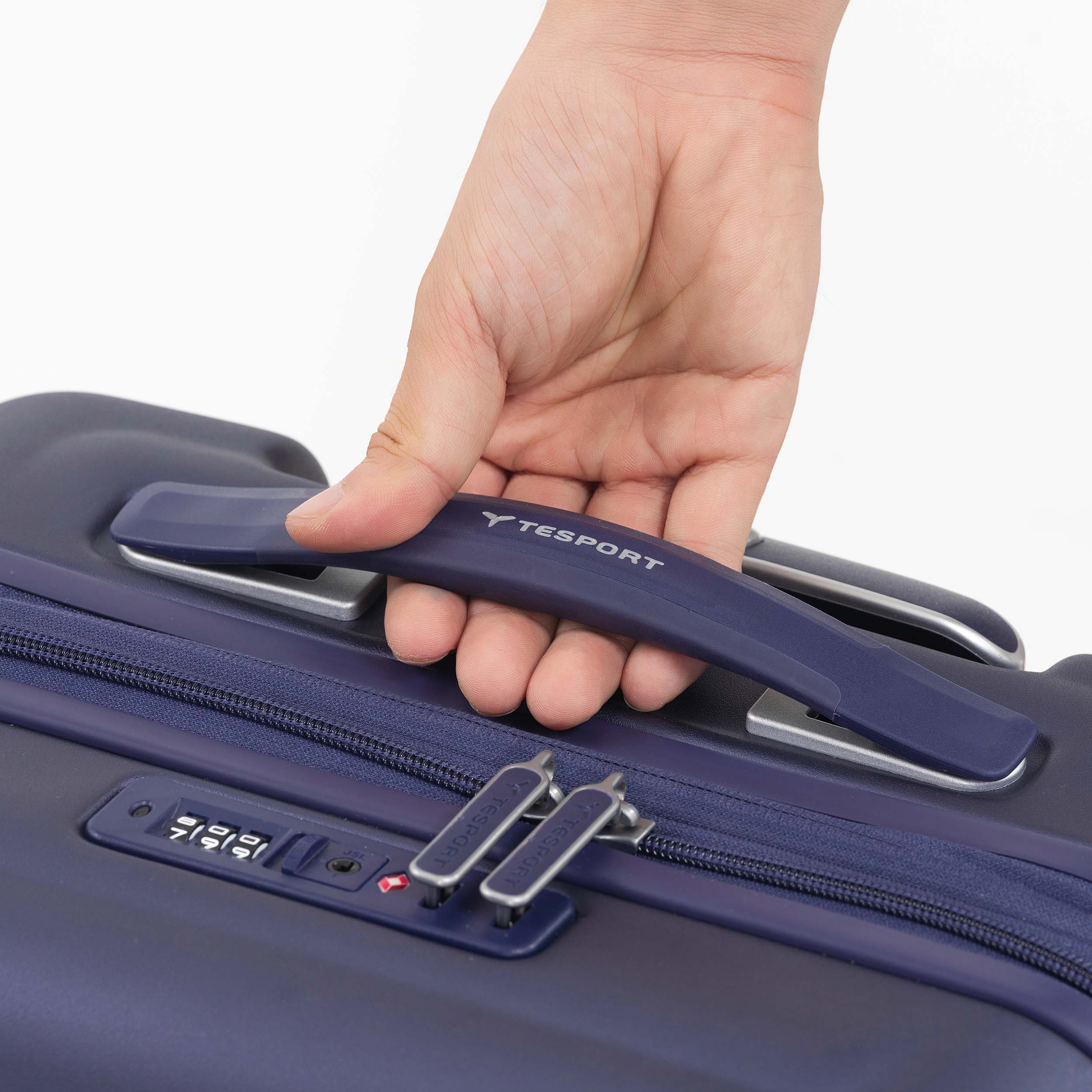Tesport Cloud International Carry-On in Navy comfort handle