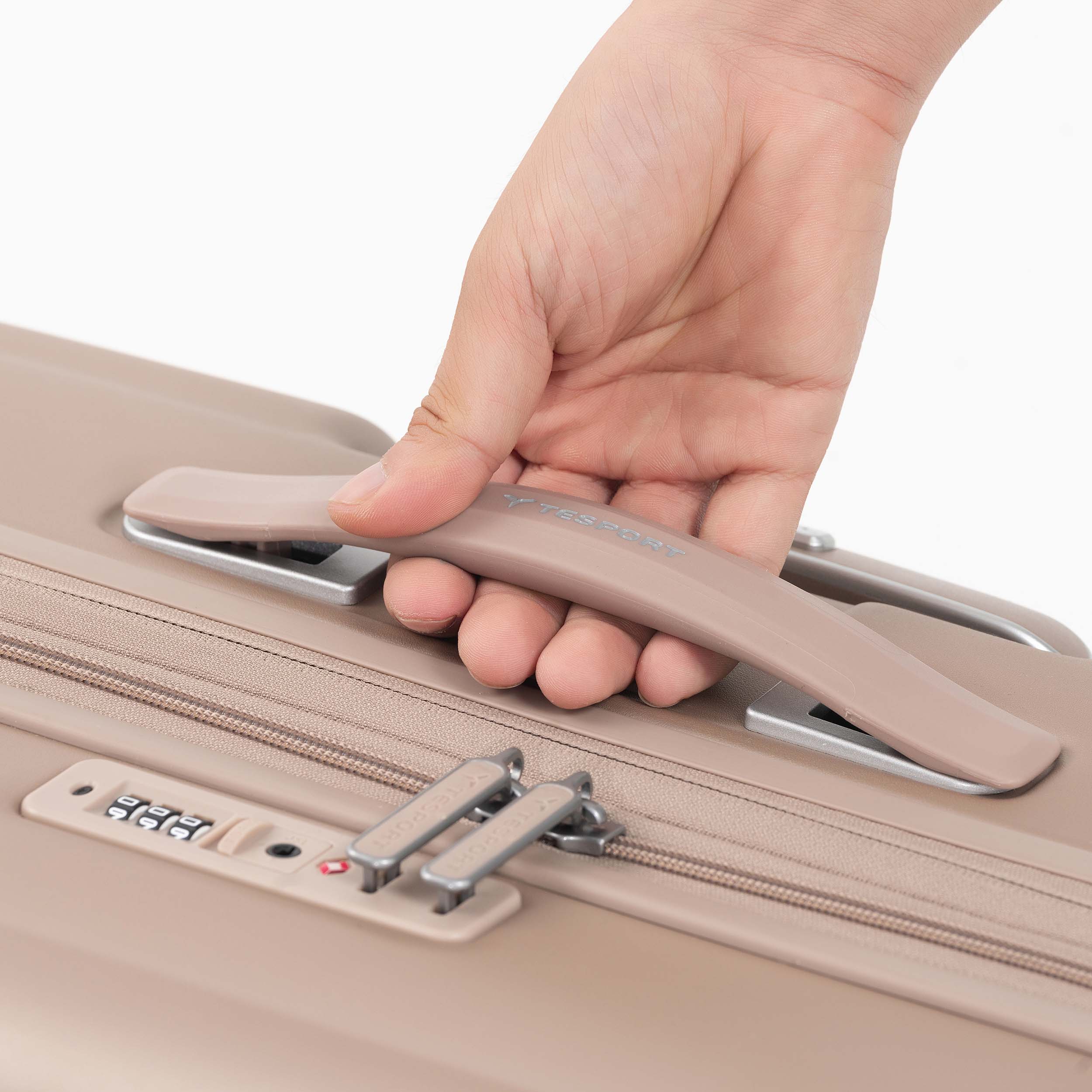Tesport Cloud Large Check-In In Champagne with comfort handle